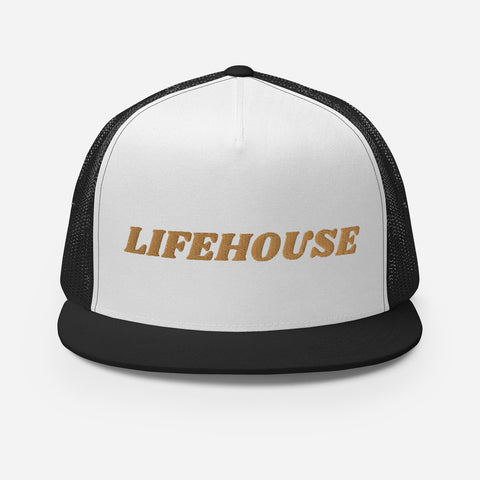 Lifehouse Logo Trucker Hat - Black w/Gold Font